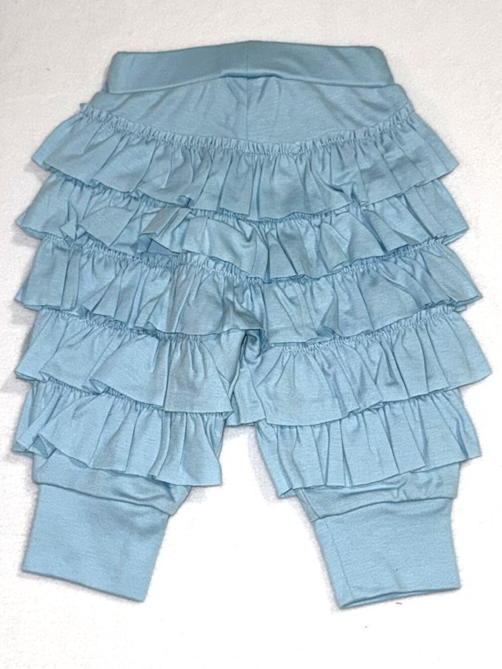 Light Blue Lemon Loves Layette Ruffle Pants | Pima Cotton Boutique Baby | Size 0 - Picture 3 of 3